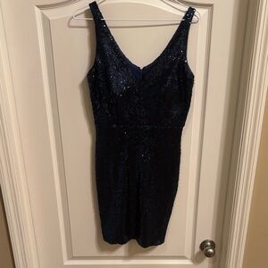 Night Way Collections Navy Sequin Mini Dress
